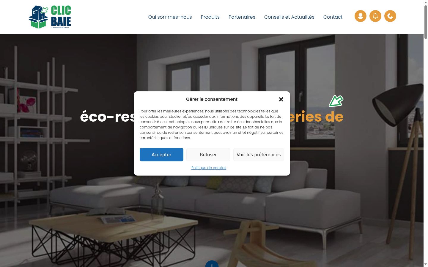 Screenshot del banner di consenso mostrato prima di qualsiasi interazione