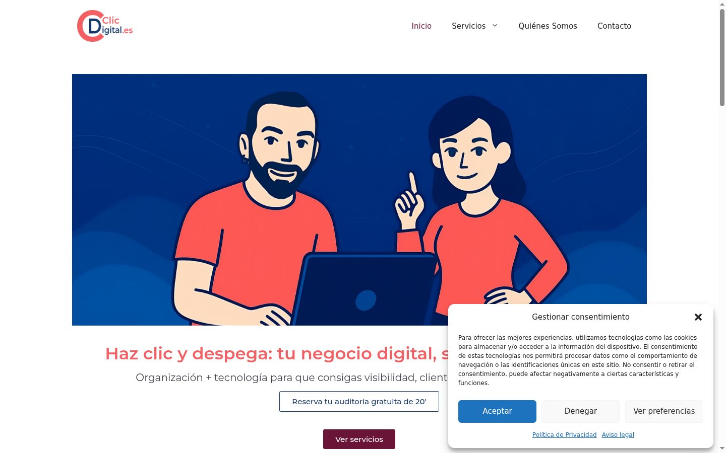 Screenshot del banner di consenso mostrato prima di qualsiasi interazione