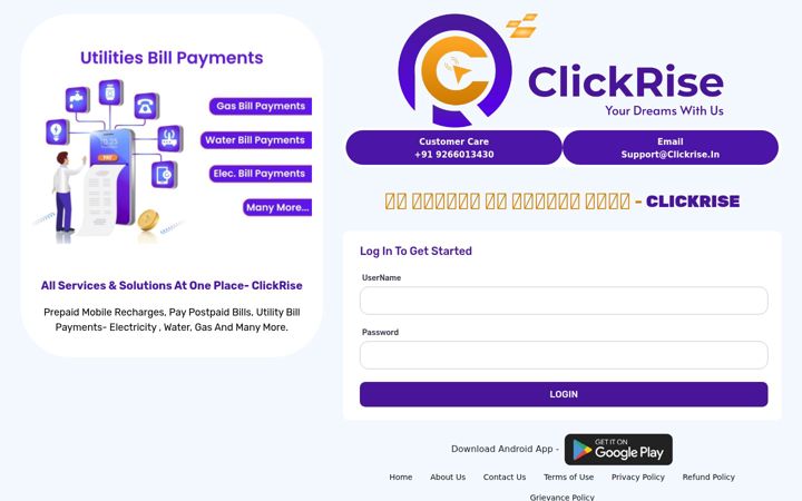 Screenshot von click-rise.in