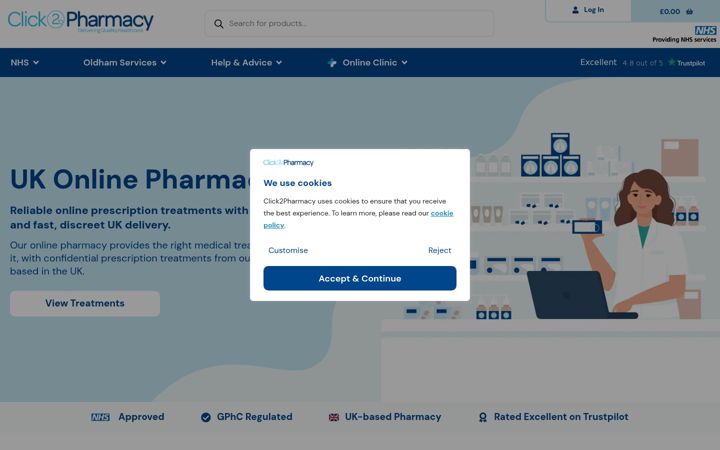 Screenshot of click2pharmacy.co.uk