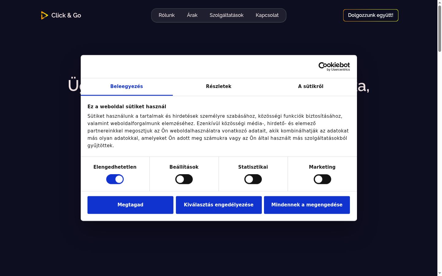 Capture d'écran de la bannière de consentement affichée avant toute interaction