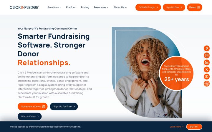 Screenshot of clickandpledge.com
