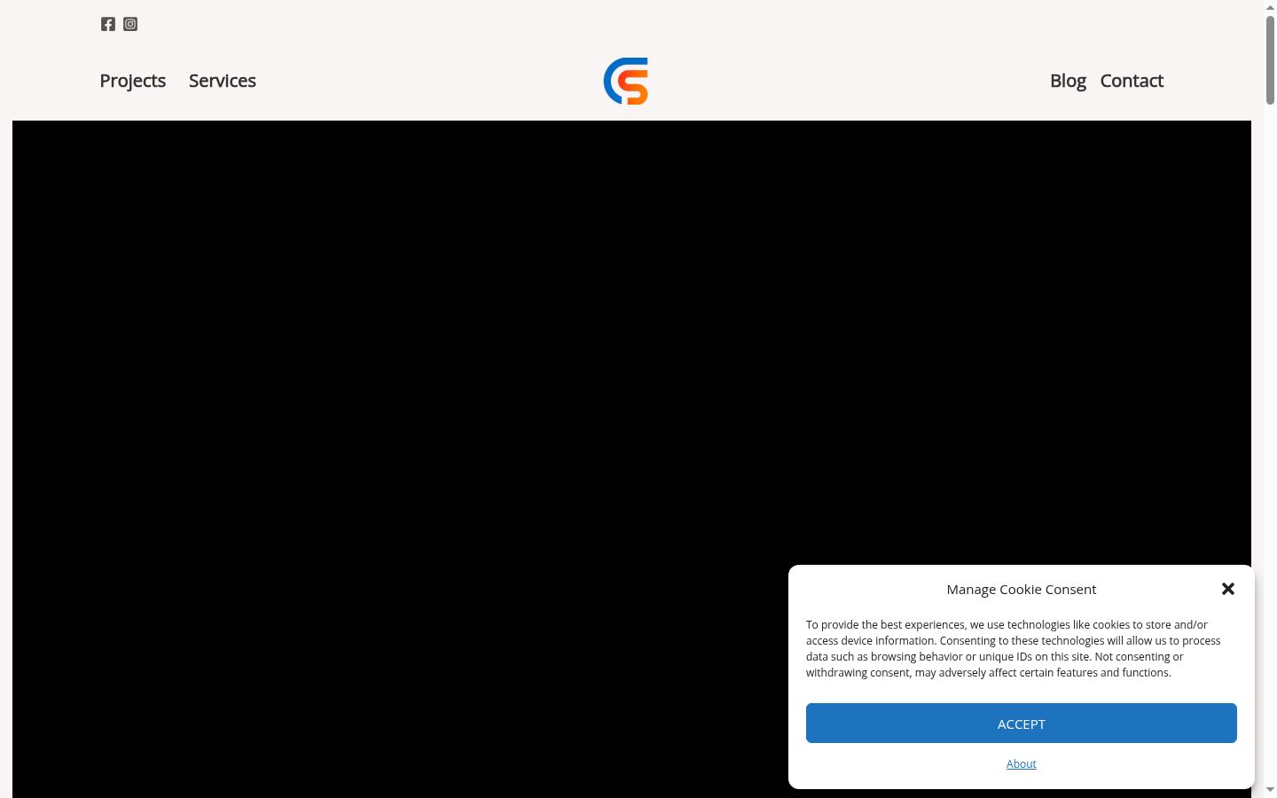 Captura de ecrã do banner de consentimento apresentado antes de qualquer interação