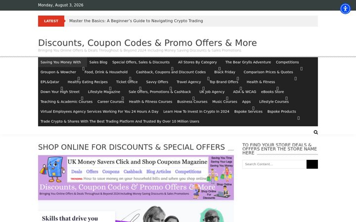 Zrzut ekranu clickandshopcoupons.co.uk