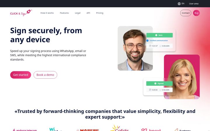 Screenshot of clickandsign.eu