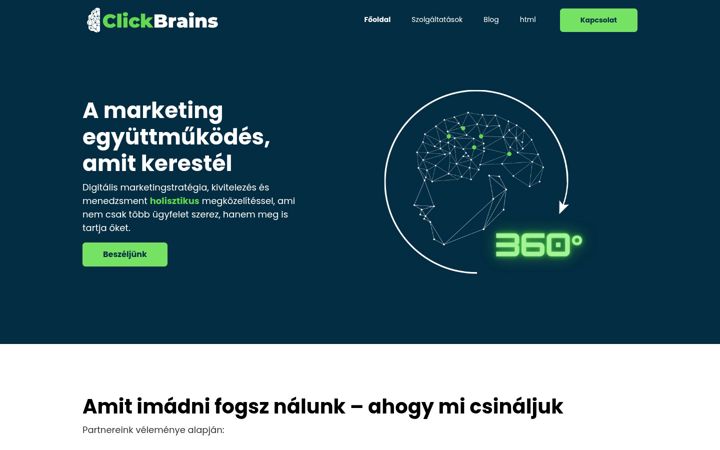 Screenshot stránky clickbrains.hu