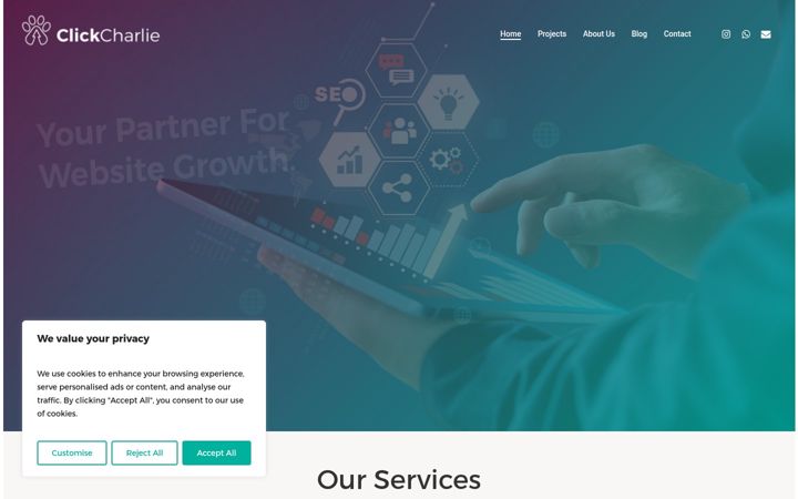 Screenshot of clickcharlie.co.uk