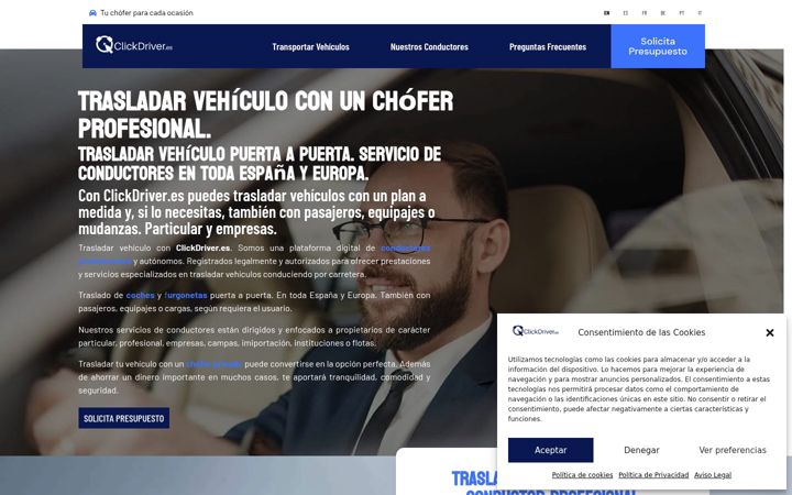 Snímek obrazovky clickdriver.es