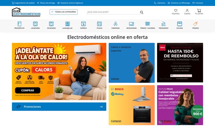 Screenshot of clickelectrodomesticos.com