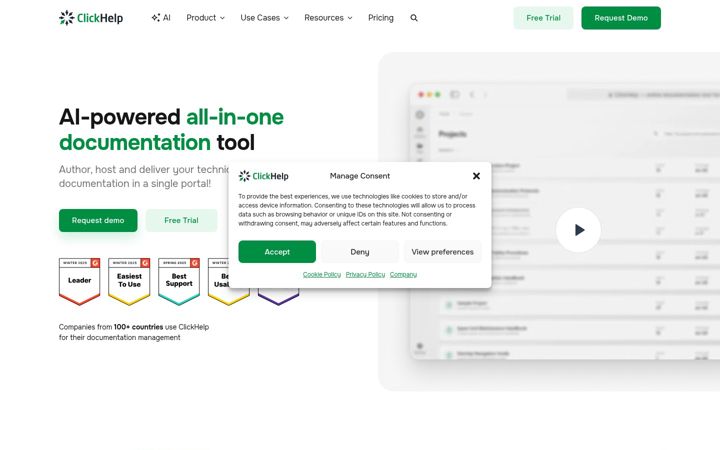Screenshot of clickhelp.co