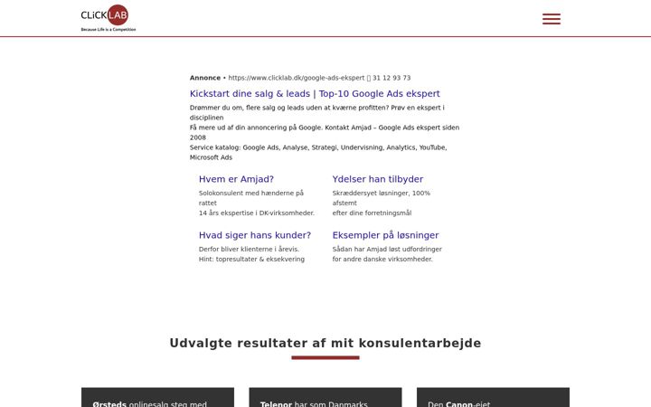 Screenshot of clicklab.dk