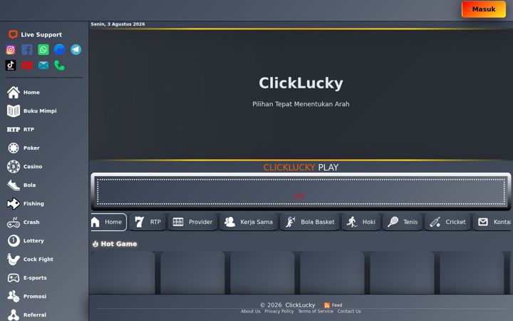 Screenshot stránky clicklucky.org