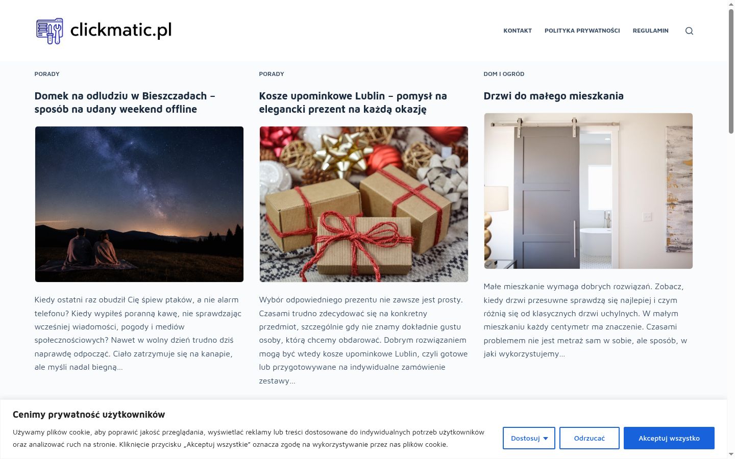 Screenshot tal-banner tal-kunsens muri qabel kwalunkwe interazzjoni