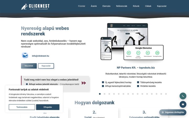 Screenshot stránky clicknest.hu