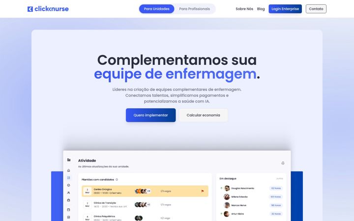 Screenshot of clicknurse.com.br
