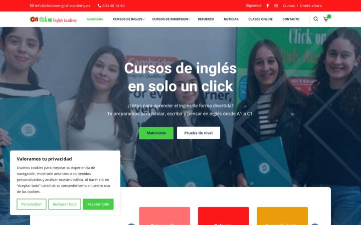 Екранна снимка на clickonenglishacademy.es