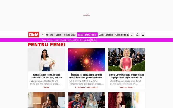 Snimka zaslona za clickpentrufemei.ro