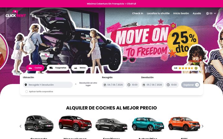 Екранна снимка на clickrent.es