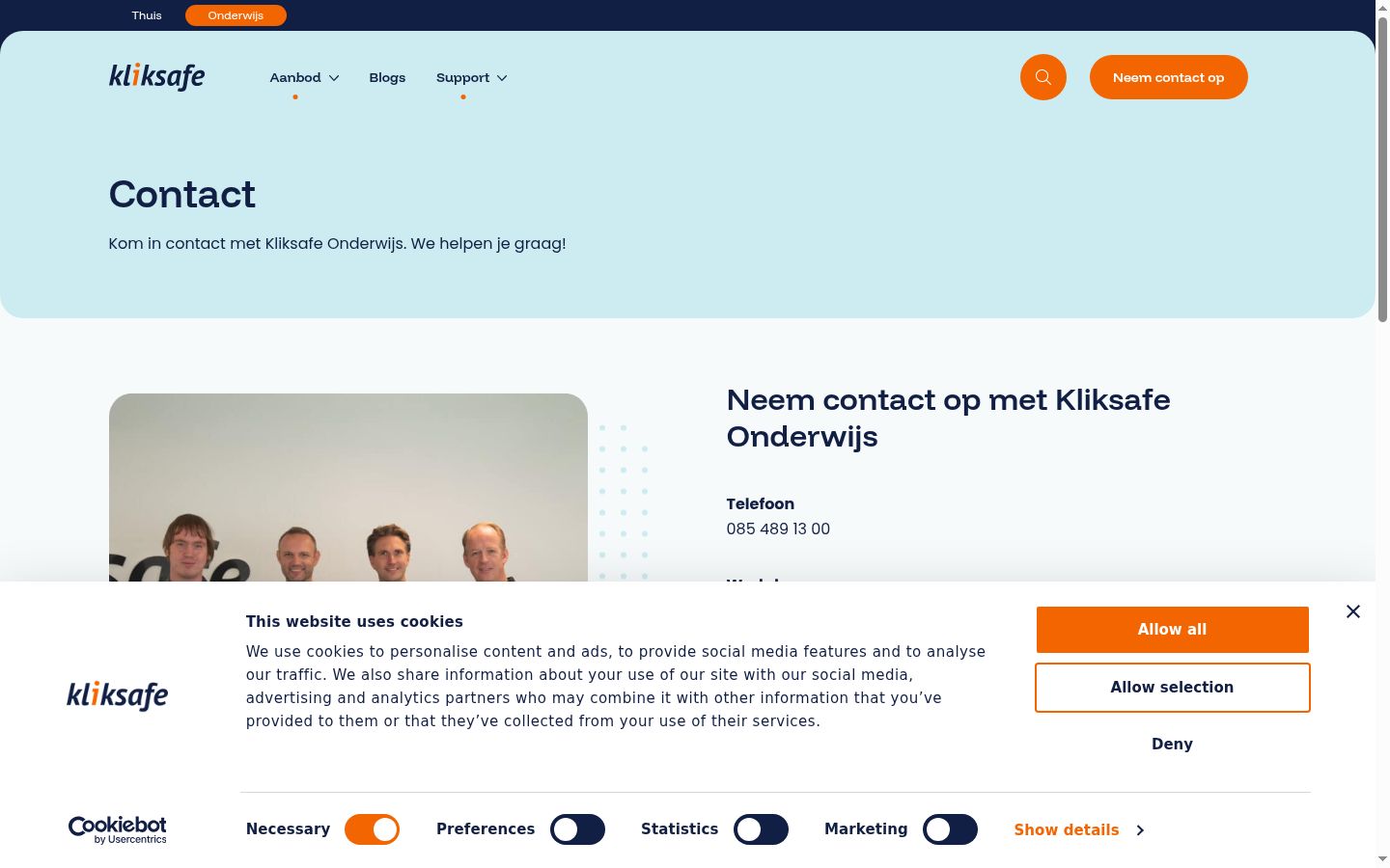 Screenshot van de toestemmingsbanner zoals getoond vóór enige interactie