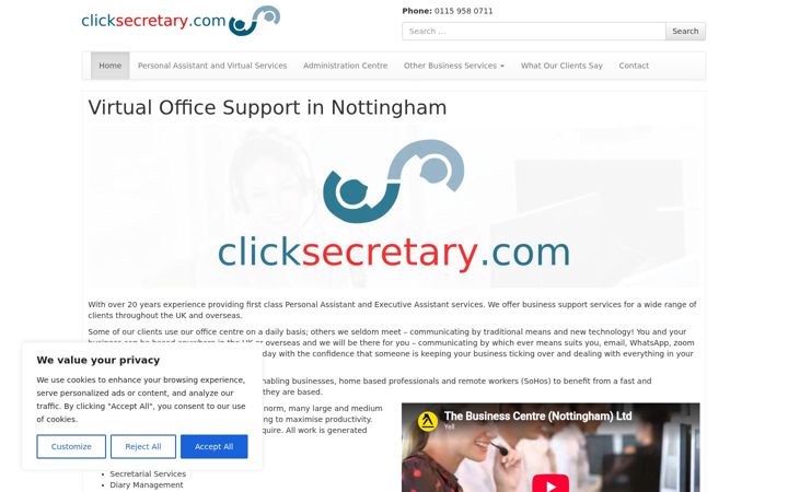 Screenshot of clicksecretary.com