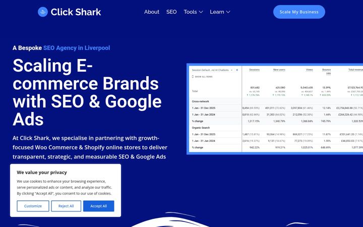 Captura de pantalla de clickshark.co.uk