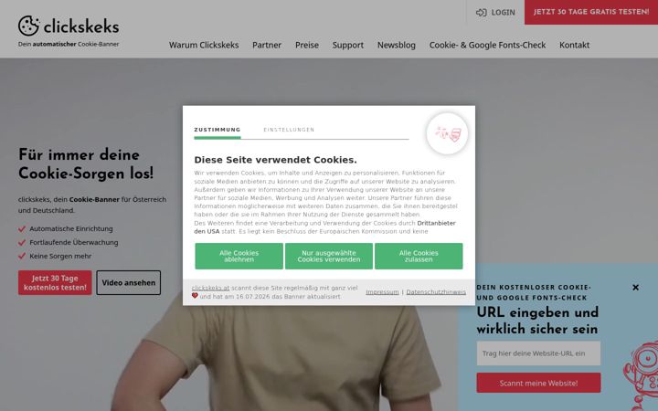 Screenshot of clickskeks.at