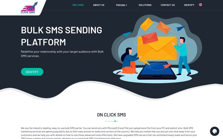 Captură de ecran a clicksms.net