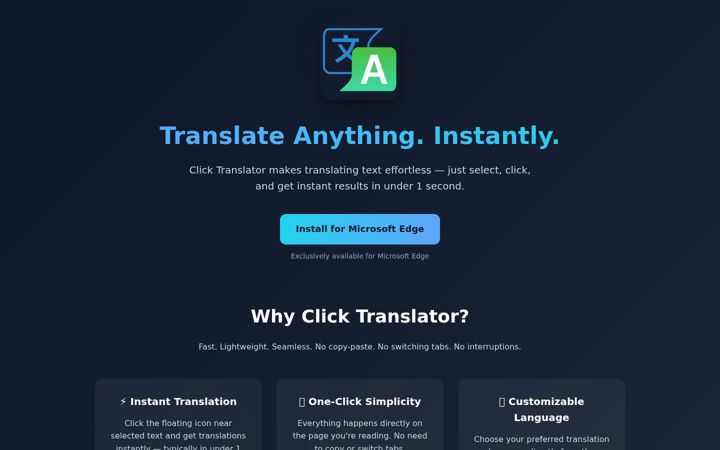 Screenshot of clicktranslator.com