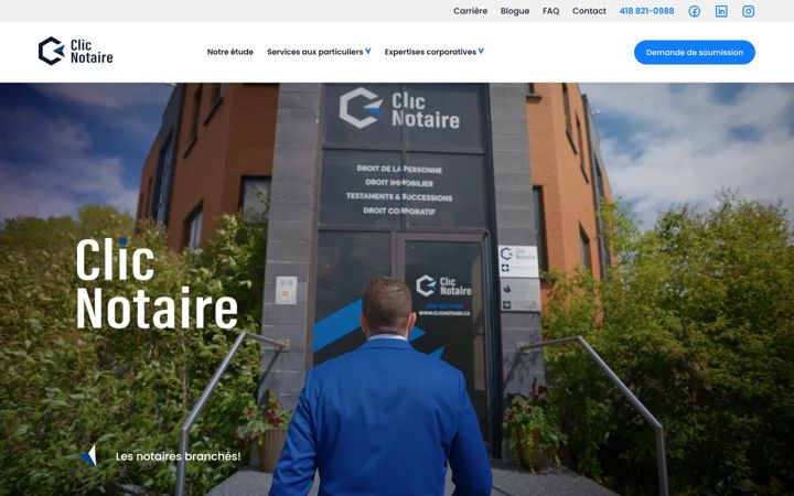 Skärmbild av clicnotaire.ca
