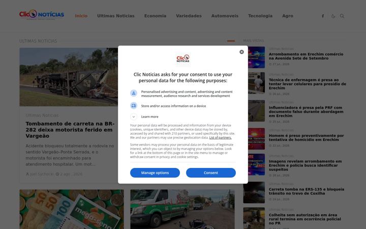 Screenshot of clicnoticias.com.br