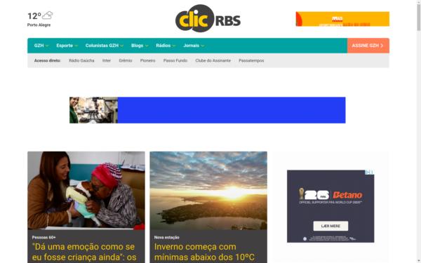 Screenshot of clicrbs.com.br