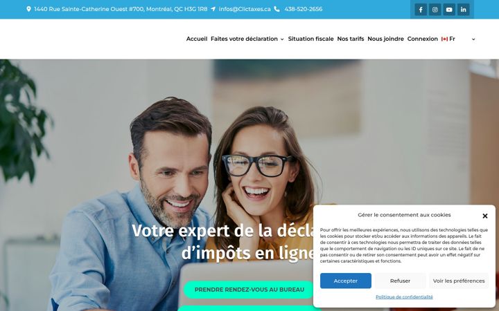Skärmbild av clictaxes.ca