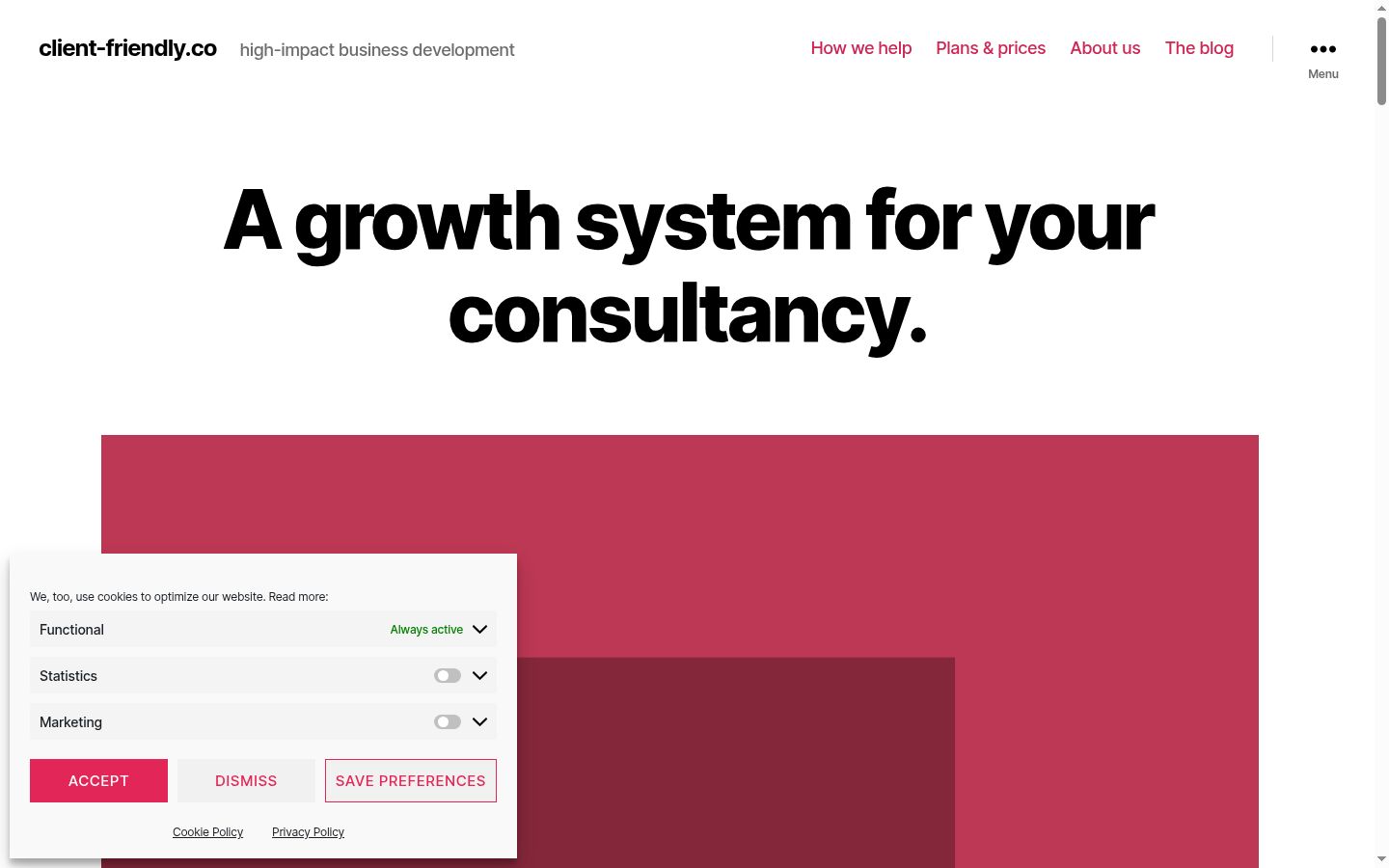 Screenshot del banner di consenso mostrato prima di qualsiasi interazione