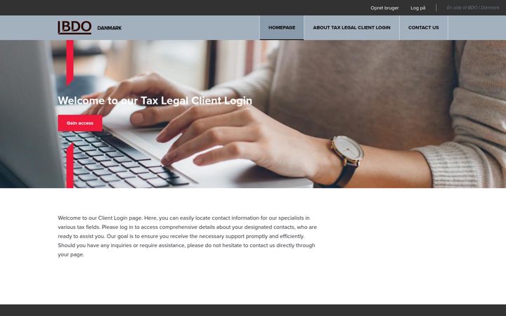 Screenshot of client-login.dk