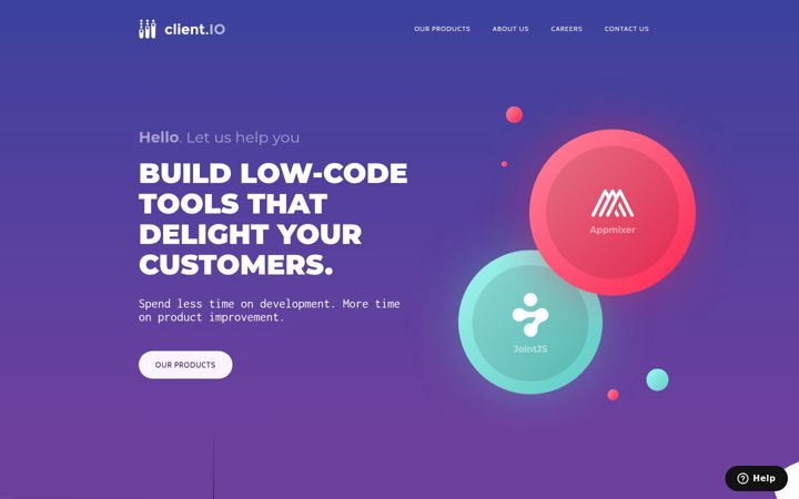 Snímek obrazovky client.io