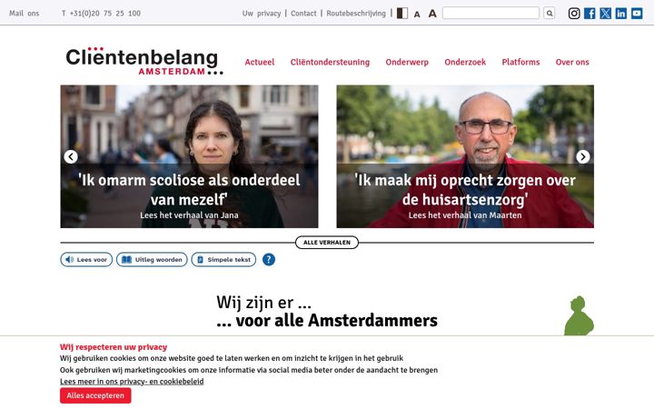 Snímek obrazovky clientenbelangamsterdam.nl