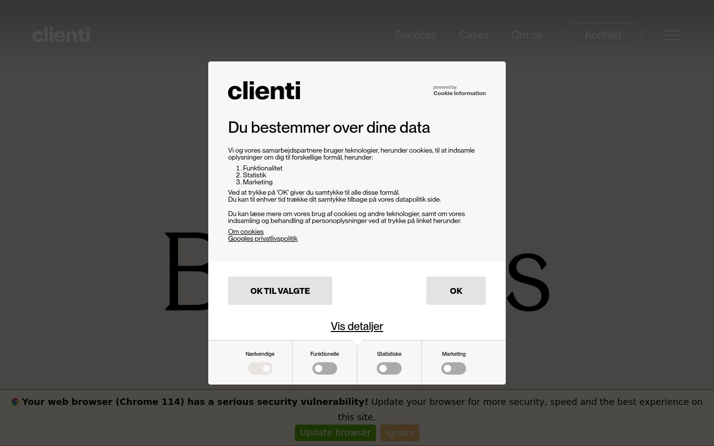 Screenshot of the consent banner shown before any interaction