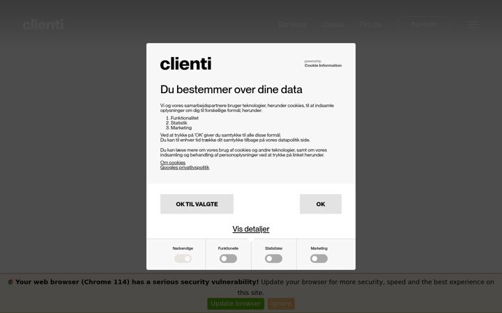Screenshot of clienti.dk