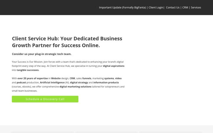 Screenshot of clientservicehub.com
