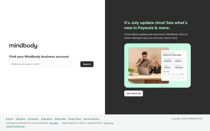 Captură de ecran a clientsmindbodyonline1.net
