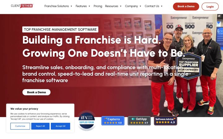 Screenshot of clienttether.com