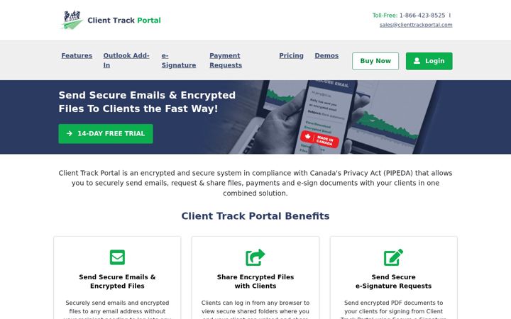Screenshot of clienttrackportal.com
