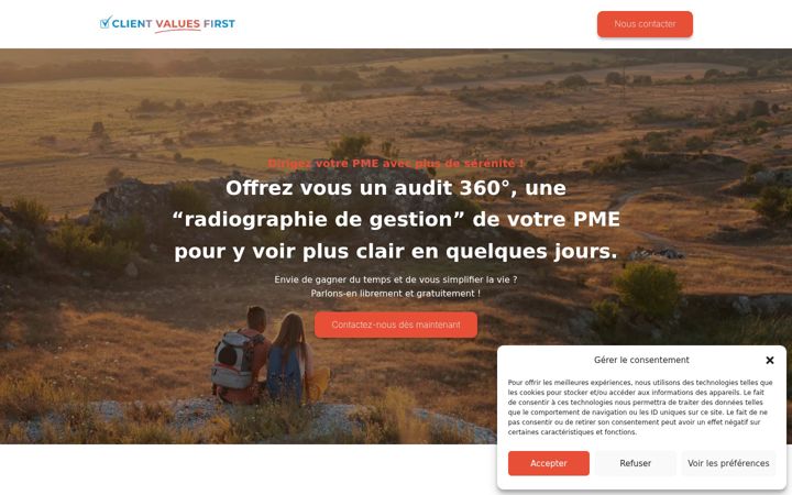 Screenshot of clientvaluesfirst.com