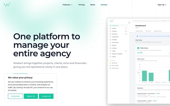 Screenshot of clientwisdom.com