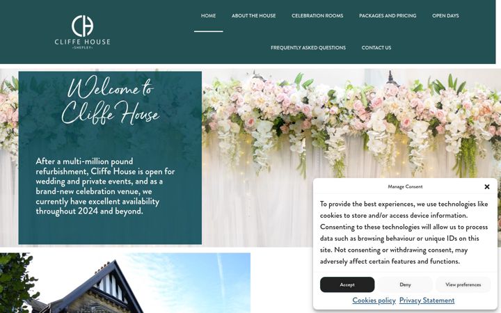 Screenshot of cliffehouseweddings.co.uk