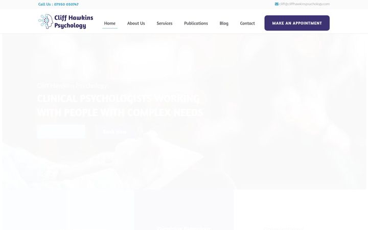 Screenshot of cliffhawkinspsychology.com