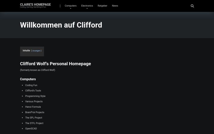Captură de ecran a clifford.at