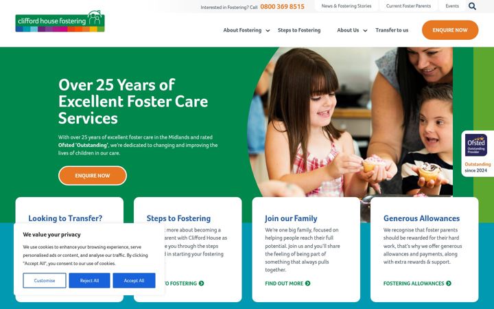 Screenshot of cliffordhousefostering.com