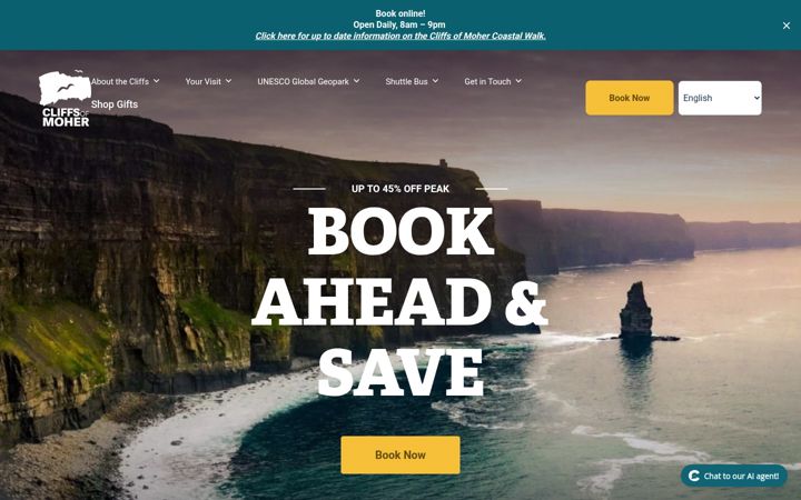 Screenshot di cliffsofmoher.ie
