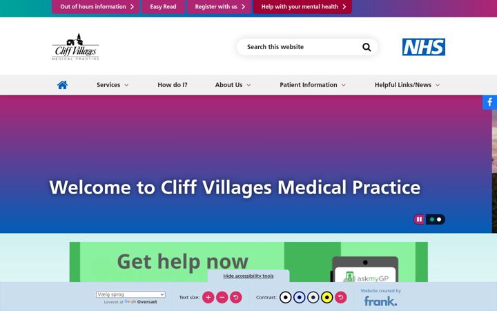 Screenshot of cliffvillagesmedicalpractice.co.uk